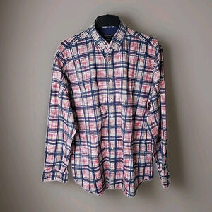 Bugatchi Men's Shirt Size XL Classic Fit 100% Cotton Checked Long Sleeve